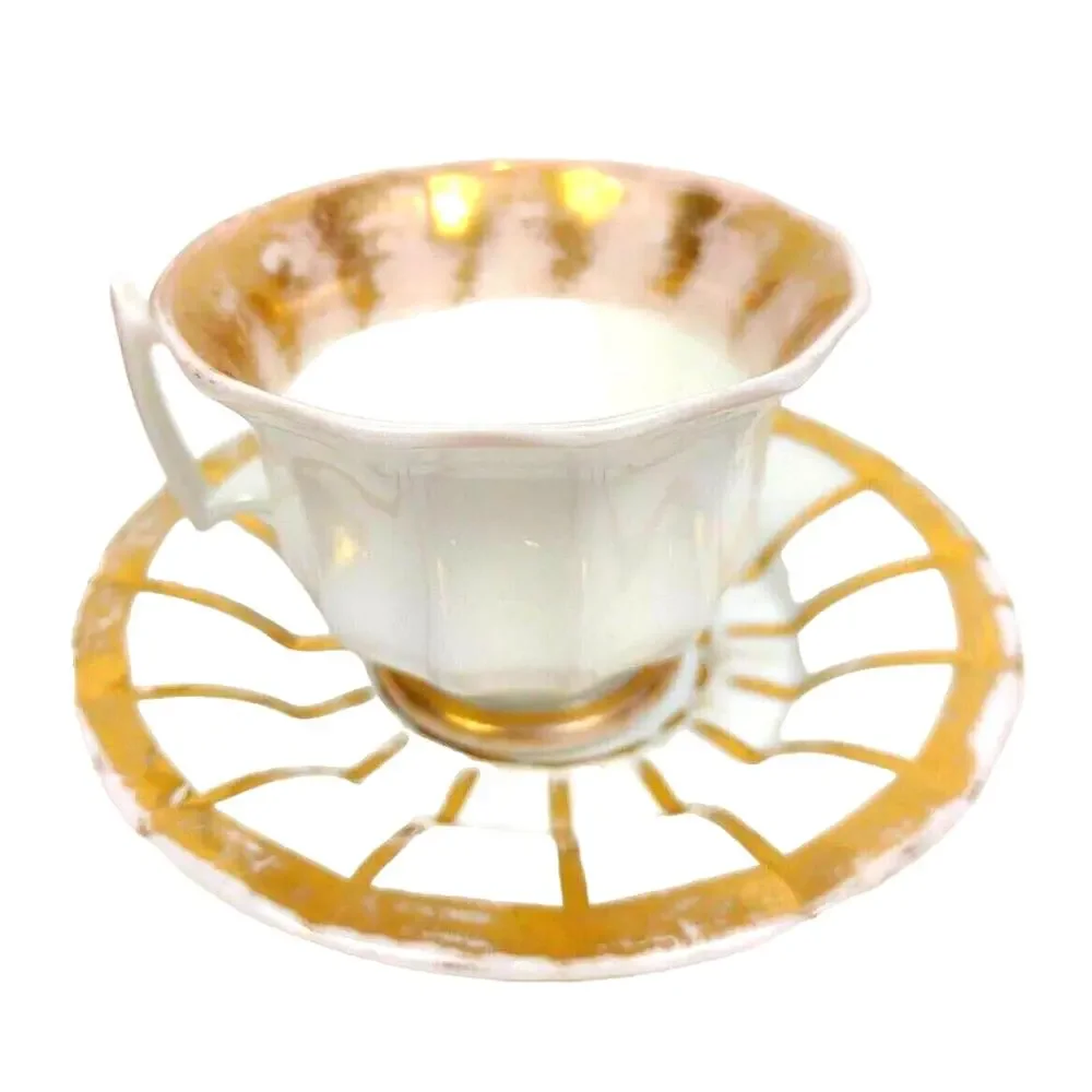 Furstenberg Grecque Athena China Coffee Cup Saucer Gold Germany 1900's